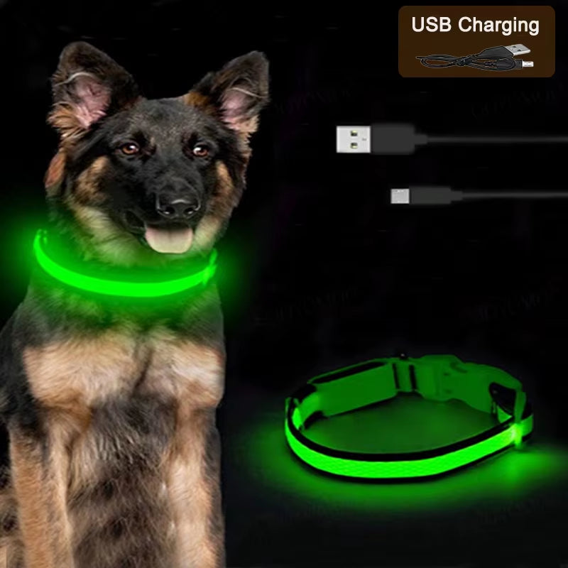 GlowGuard LED Dog Collar - USB Rechargeable Safety Light with 3 Modes
