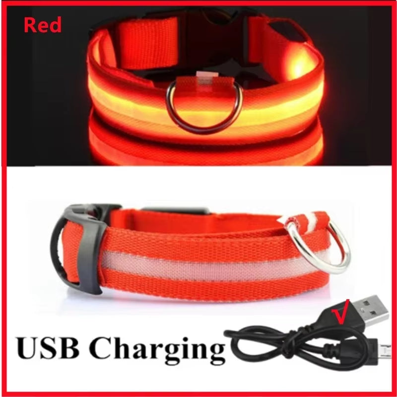 GlowGuard LED Dog Collar - USB Rechargeable Safety Light with 3 Modes