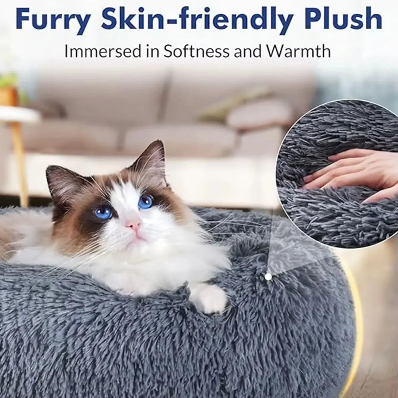 Super Soft Round Pet Bed – Plush Comfort Nest for Dogs & Cats