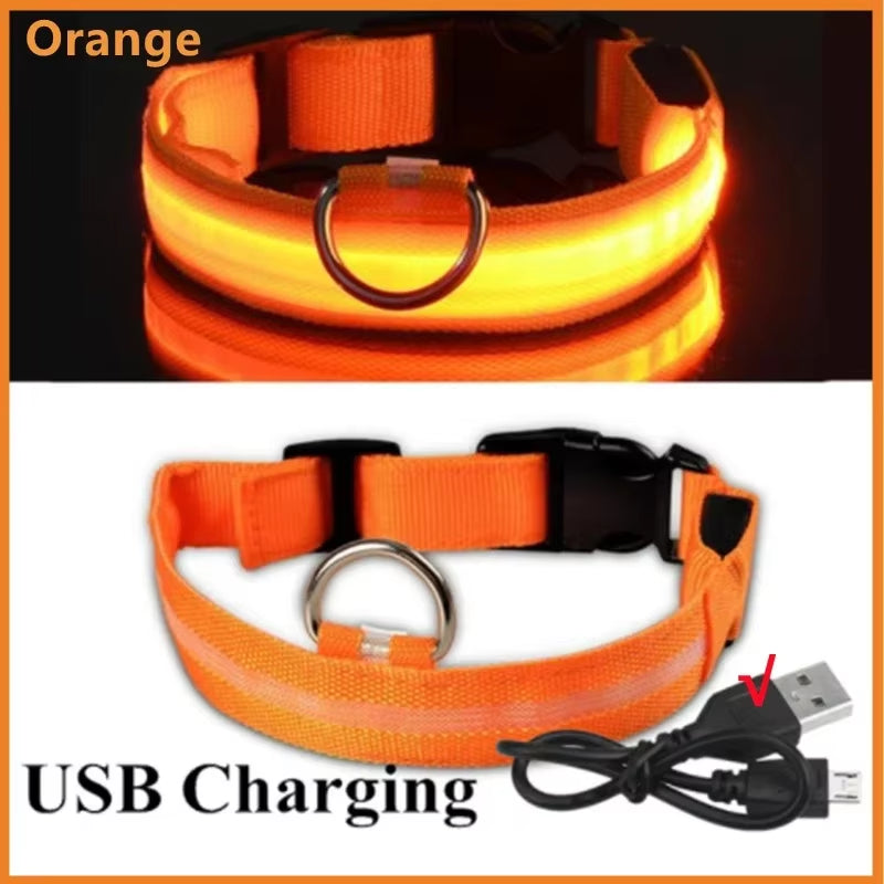 GlowGuard LED Dog Collar - USB Rechargeable Safety Light with 3 Modes