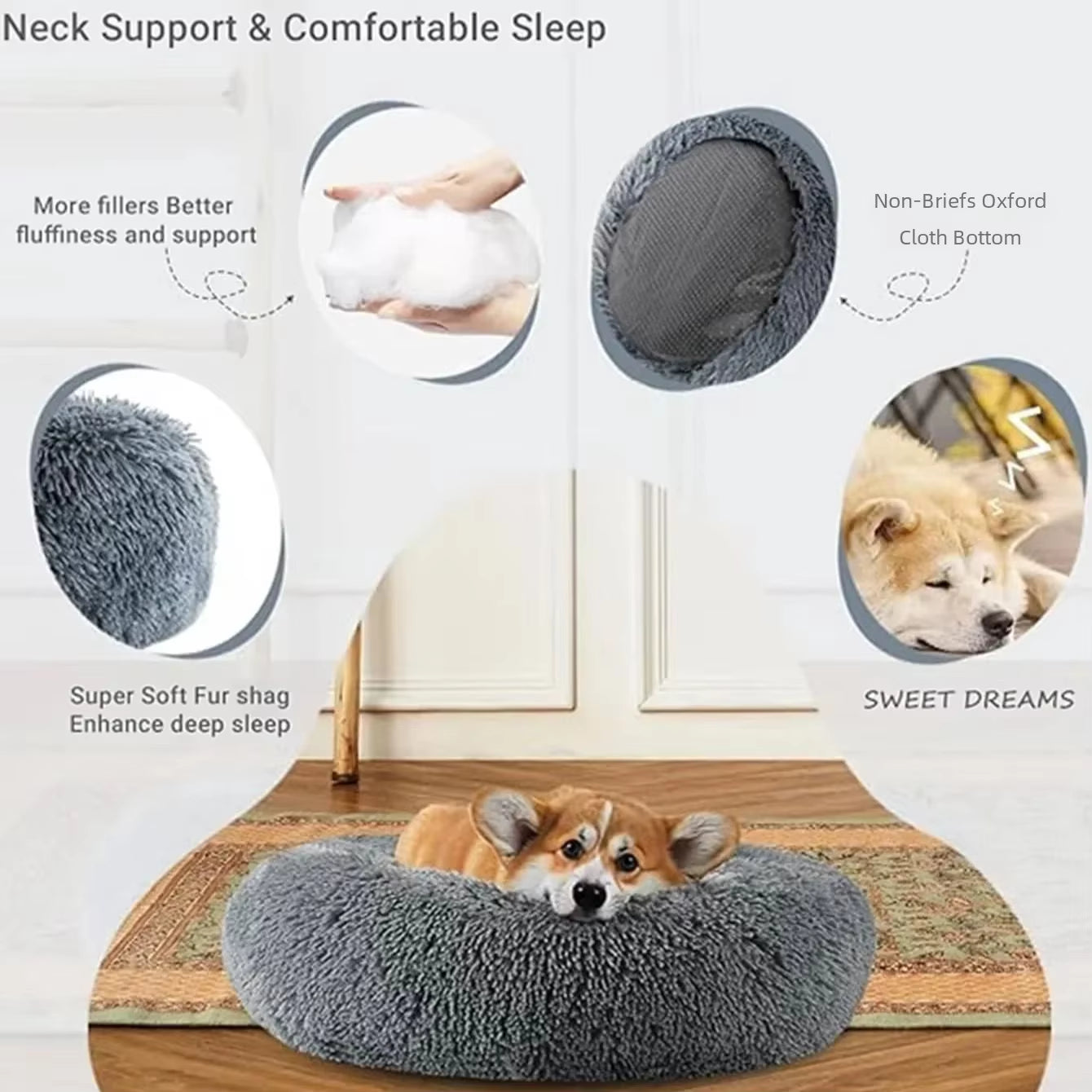 Super Soft Round Pet Bed – Plush Comfort Nest for Dogs & Cats