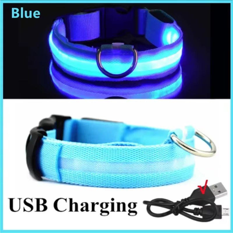 GlowGuard LED Dog Collar - USB Rechargeable Safety Light with 3 Modes