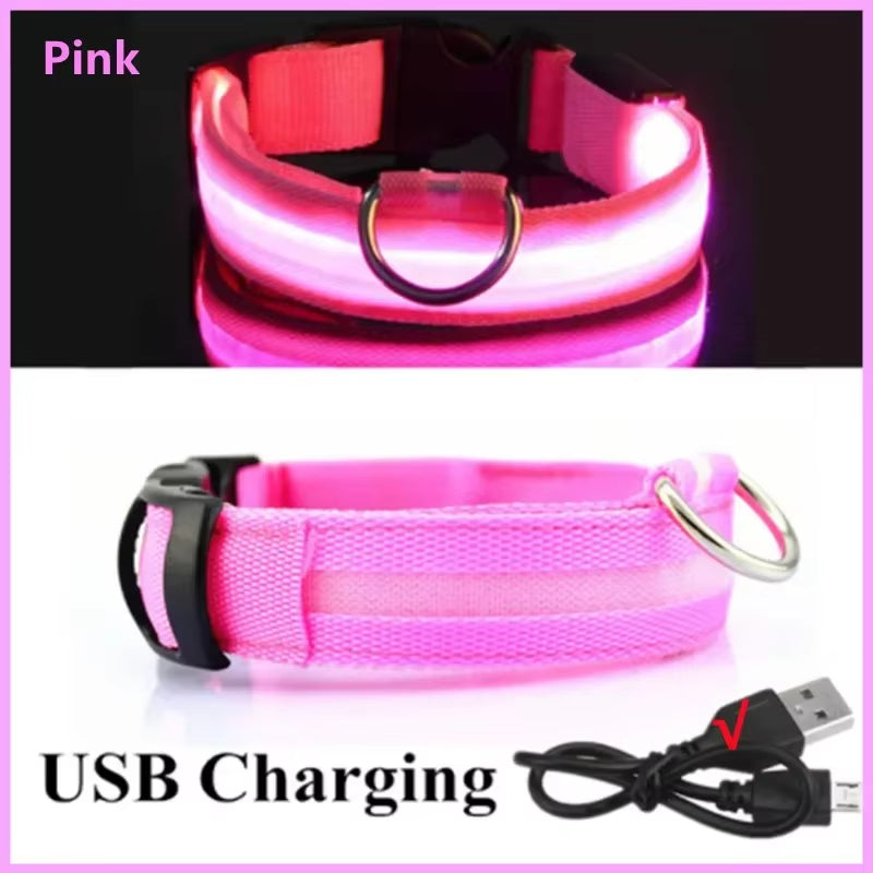 GlowGuard LED Dog Collar - USB Rechargeable Safety Light with 3 Modes